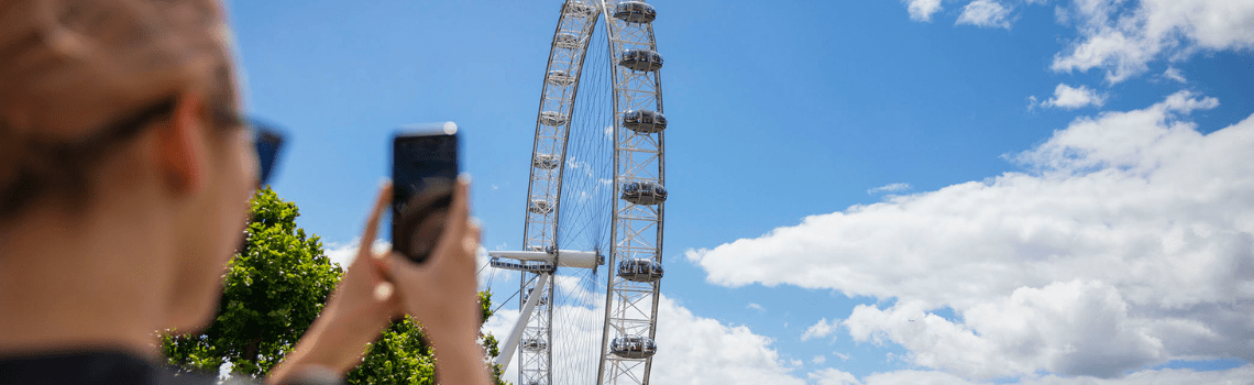 Woman taking photo of the London Eye