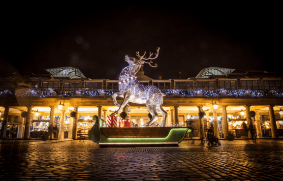 Covent garden reindeer at night