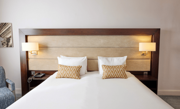 Close up of king bed