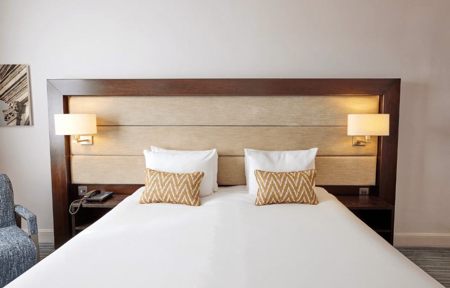 Close up of king bed