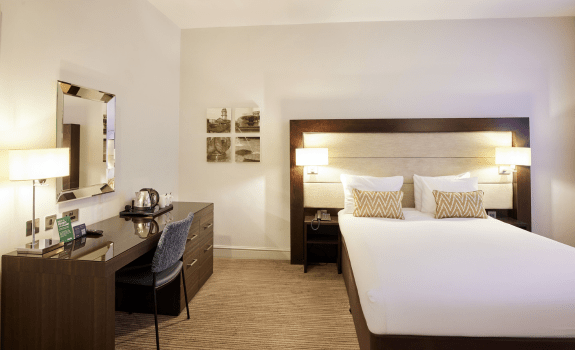 Double bed with desk