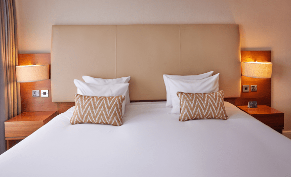Close up of king bed