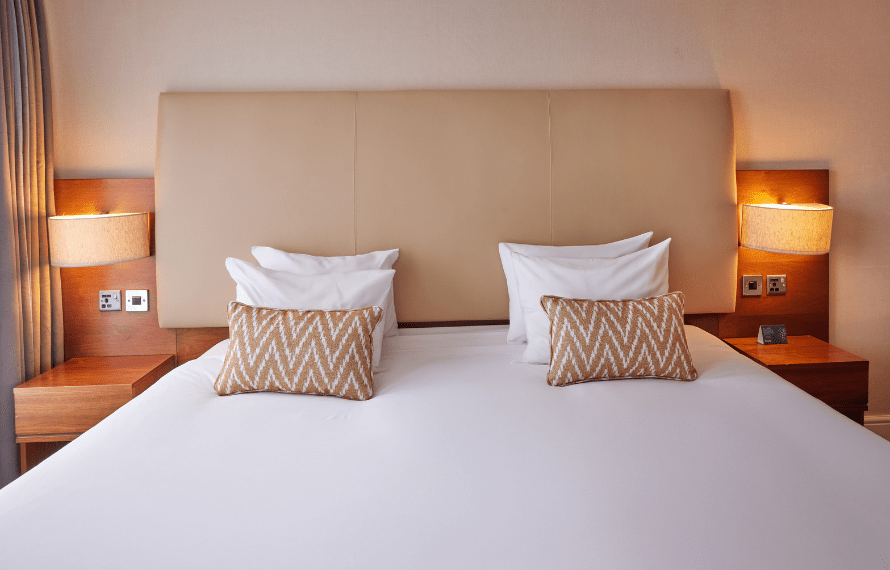 Close up of king bed