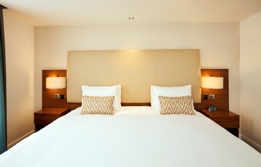 Close up of king bed in executive king room