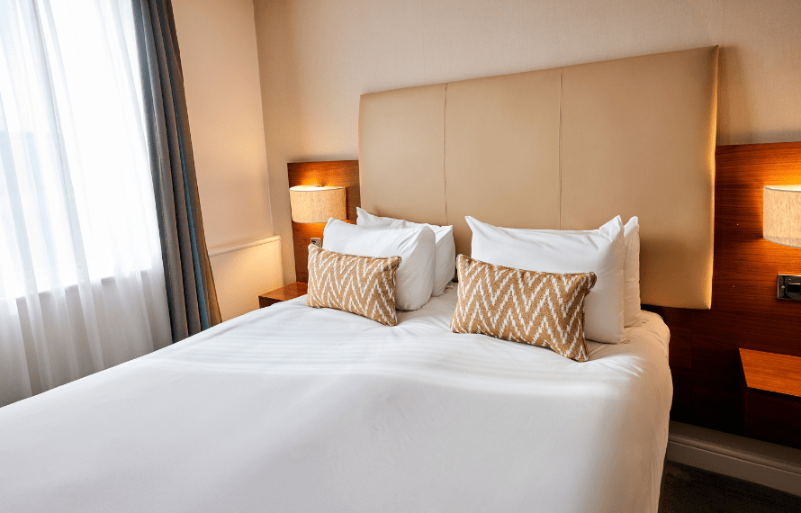 Close up of double bed