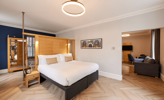 King bed in apartment room