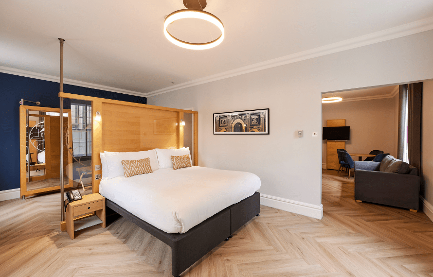 King bed in apartment room