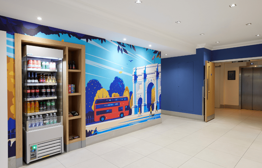 Vending machine in lobby area