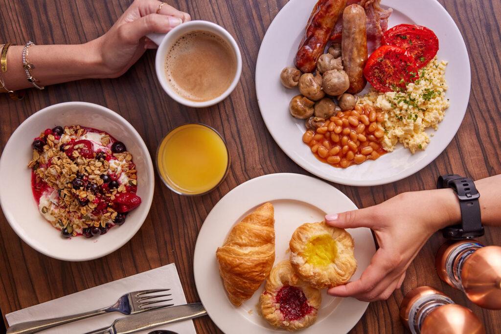 Full english, pastries and granola
