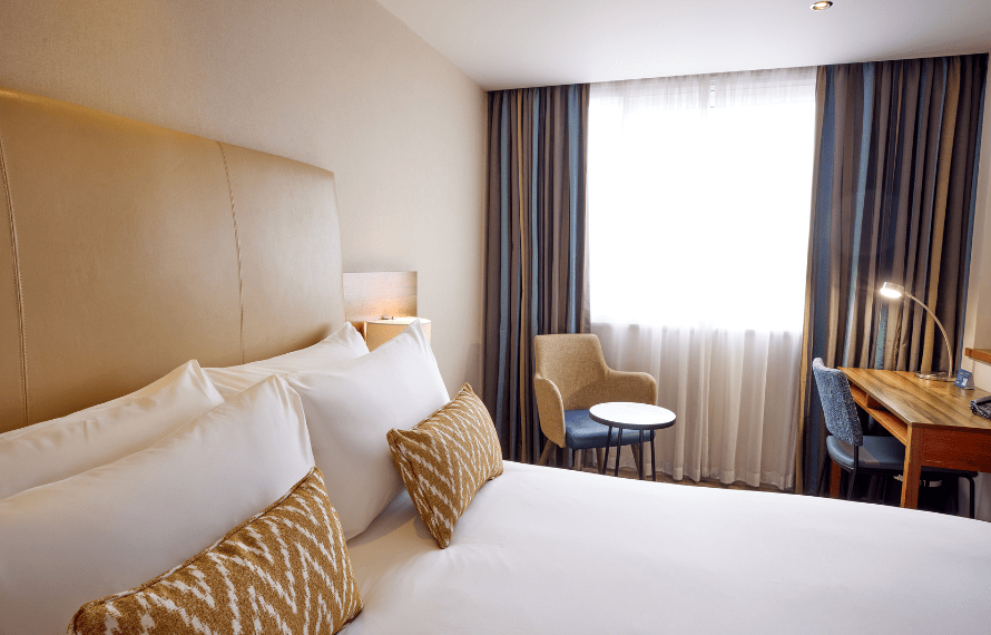 Close up view of pillows on bed